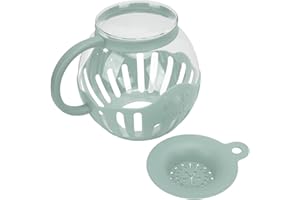 Glass Microwave Popcorn Popper, 2.13L Wide Mouth Glass Microwave Popcorn Jar with Handle for Cinema Game Party (Blue)