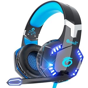 VersionTECH. G2000 Stereo Gaming Headset for PC, Xbox One, PS4, Nintendo Switch, Wired Gaming Chat Headphones with 3D Surround Sound, Noise-Cancellation Microphone，Volume Control & LED Lights