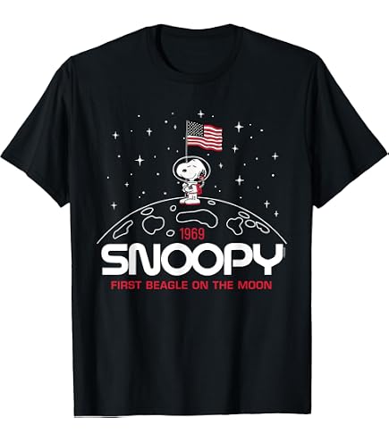 Amazon.com: Peanuts Snoopy First Beagle on The Moon T-Shirt