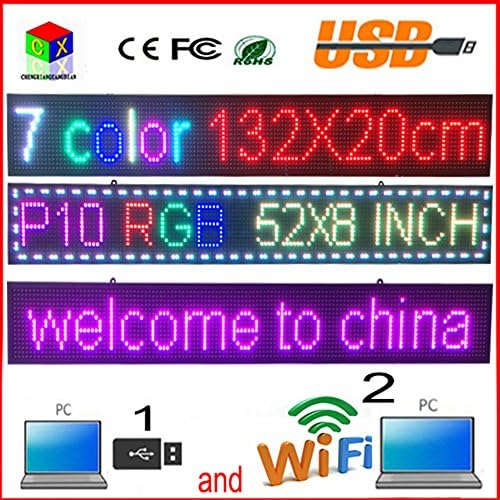 52''x8'' INCH 1/4 scan RGB P10 full color LED SIGN Support USB computer WiFi edit for Advertising media Outdoor LED Display