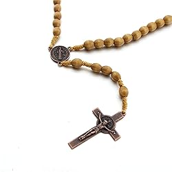 Handmade Wooden Wood Beads Catholic Rosary Crucifix
