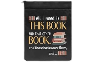 QYUVK All I Need is This Book Black Washable Fabric Book Sleeve, Funny Book Cover Protector Gift for Book Lover, Book Reader Gift, Bookish Gift, Book Club Gift, Bookworm Librarian Gift