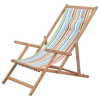 Festnight Silla de Playa Jardin Tumbonas Plegable 3 Posiciones Ajustables con Almohada