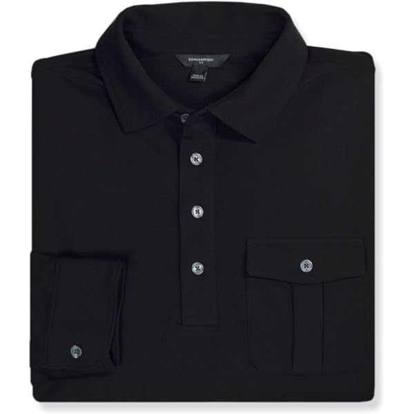 Banana Republic Mens 537711 Standard Fit Luxe Touch Cotton Long Sleeve Polo  Shirt (Medium, Black) at Amazon Men's Clothing store