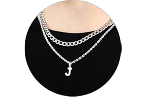 SENRAN Layered Initial A-Z Letter Necklace for Men Stainless Steel Figaro Twist Rope Chain18-20 inch Personalized Letter Charm Pendant Jewelry Gift for Women