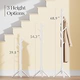 Pipishell Sturdy Wooden Coat Stand with 8 Hooks, 3 Heights White view 3