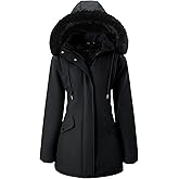 Wyeysyt Womens Winter Puffer Coat Waterproof Thicken Fleece Lined Long Parka Jacket With Faux Fur Detachable Hood