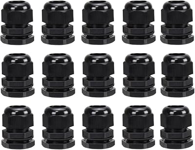 AVARTEK M20 20mm IP68 Waterproof Cable Glands 15 Pack 6-12mm Black