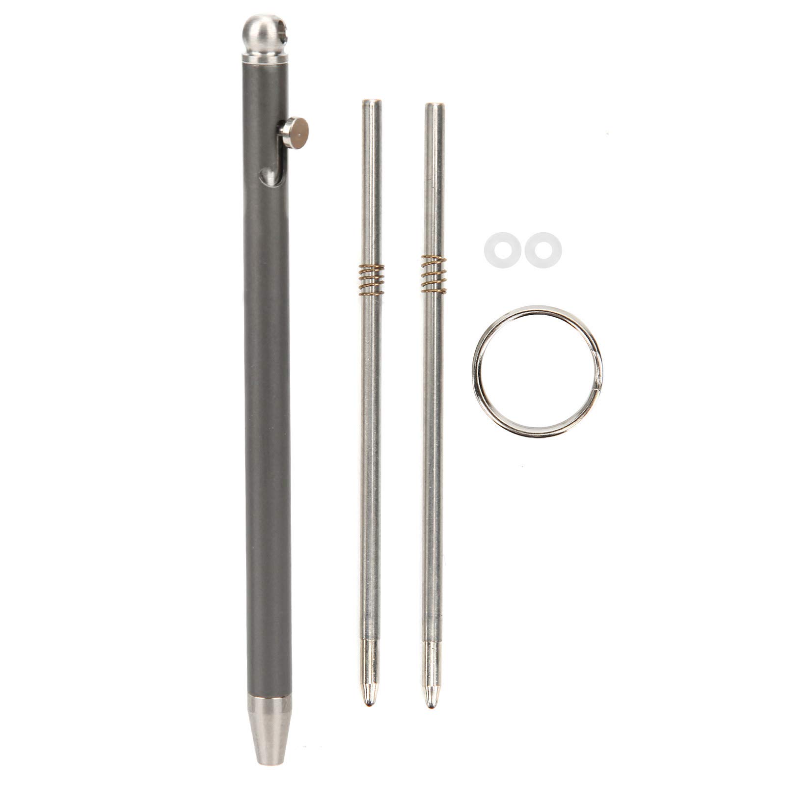 VGEBY Mini Keyring Pen, Titanium EDC Signing Pen Ballpoint Writing Pen, Hang on Keychain Portable for Kids Women Men (grey) Orthopedicbrace Chess And Cards, Leisure Sports