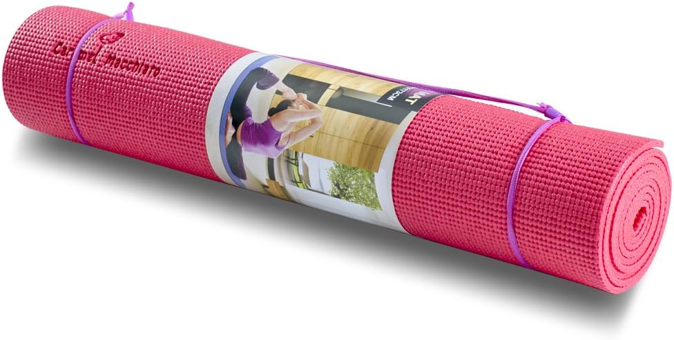 Carmel Macchiato 1/4-inch Thick High Density Anti-Tear 68-Inch Long Eco Friendly PVC Comfort Foam Non Slip Exercise Yoga Mat with Carrying Strap for Pilates Fitness and Workout