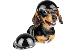 Lesypet Dog Helmet for Small Breed, Small Dog Motorcycle Helmet for Outdoor Motorcycling Dogs Hat Safety Hat for Cats Puppies, Black S