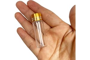 10pcs 16x45mm Tiny Mini Small Clear Bottles Glass Vials 4.0ml with Caps Gold