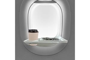 FRESHERACC Airplane Window Organizer, Plane Window Drink Gadget Cup Holder, Long Flight Essentials Accessories, Airline Seat Organization Station for Phone and Gadgets [U.S Patent Pending] (White)