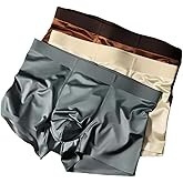 Linyanhymz Satin-like Ice Silk Men's Panties Both Sides Breathable Mesh Boxer Briefs,Seamless Comfortable Underpants