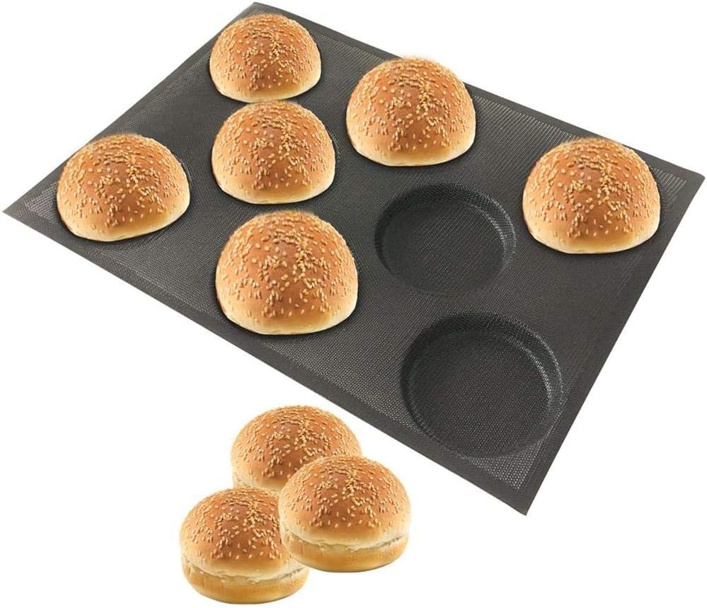 Silicone Hamburger Baking Molds NonStick Perforated Bread Form Pan Bun