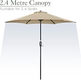 CHRISTOW Garden Parasol Umbrella Polyester Canopy Steel Sunshade with Crank view 3