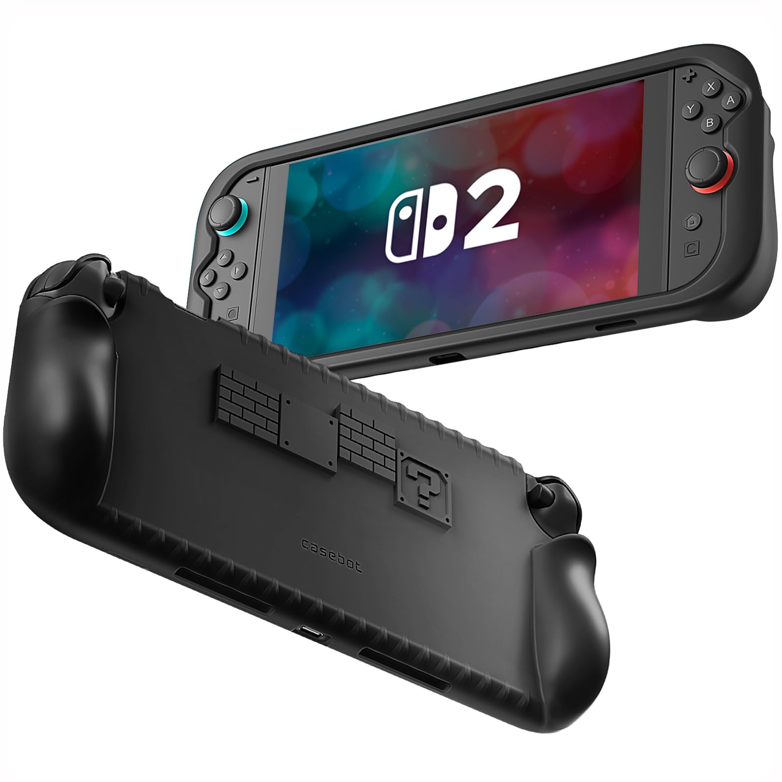 Fintie Case for Nintendo Switch 2 (2025) with Game Card Slots - Soft Silicone [Anti-Slip] Shock Proof Protective Cover, Ergonomic Grip Case for Switch 2 Console 7.9" (Black)