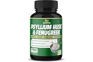 BMVINVOL Psyllium Husk Capsules 3750mg - 4 Months Supply - Fenugreek, Apple Cider Vinegar, Turmeric - Fiber Supplement for Supports Digestive Health & Regularity (240 Count)