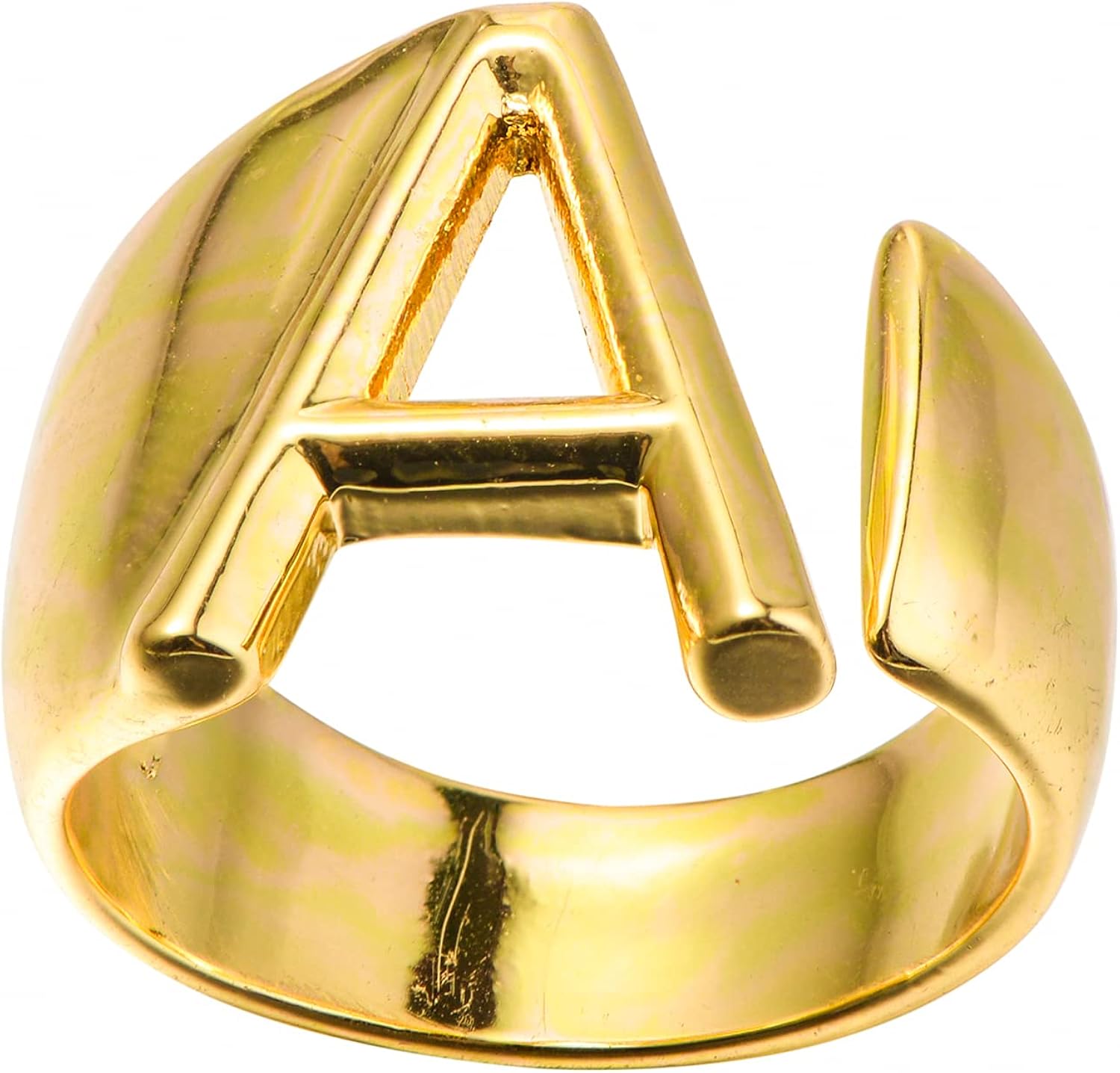 BTOYM Personalized 24K Gold Letter Rings for Women Men Stackable Initial Ring Statement Open Rings for Girl Alphabet Letter A to Z Resizable Knuckle Ring (with Gift Box) (Gold-A): Clothing
