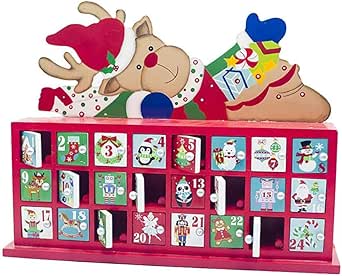 Caja de almacenamiento Amandia, calendario de adviento de madera para