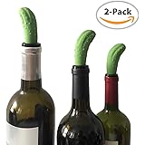 Pickle Wine Stopper - Funny Wine Bottle Stopper - Fun Silicone Bottle Stopper - WINE SAVER/PRESERVER - 2-PACK -By HAWWWY