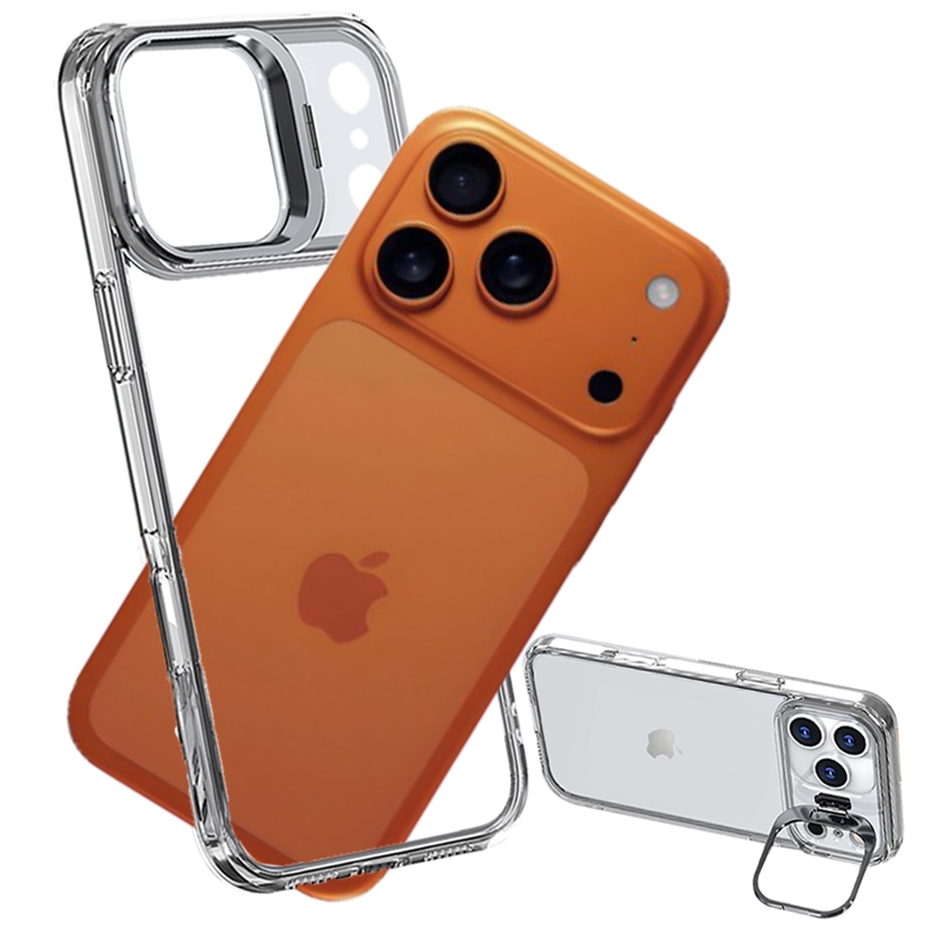 Photo 1 of No Back Bumper Case with Stand for iPhone 17 Pro Compatible with MagSafe, Built-in Camera Stash Kickstand, Backless Design Edge Frame Fast Heat Dissipation Slim Thin for iPhone 17 Pro (Clear)
