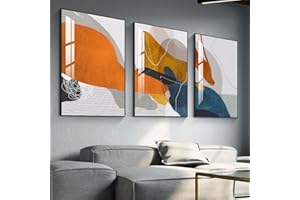 YAOZEIKI Black Frame Abstract Bright Style Wall Art 3-piece Set of Famous Paintings Posters Prints Minimalism Natural Fusion Living Room Bedroom Bathroom Office Wall Art Deco Large Size 24 "X 32" (24 "X 32")