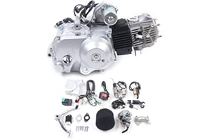 TDIRINAR 125CC Semi-Auto Motor Engine, 4-Stroke 3 Speed ATV Engine Motor with Electric Start for Lifan Racing, Single Cylinder Air Cooling Go Kart Engine Complete Kit with Semi-Auto Reverse Quad