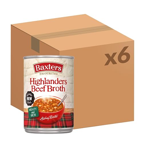 Baxters Favourites Highlanders Beef Broth, Ready-to-Eat Tinned Soup, 400 g (Pack of 6 Tins)