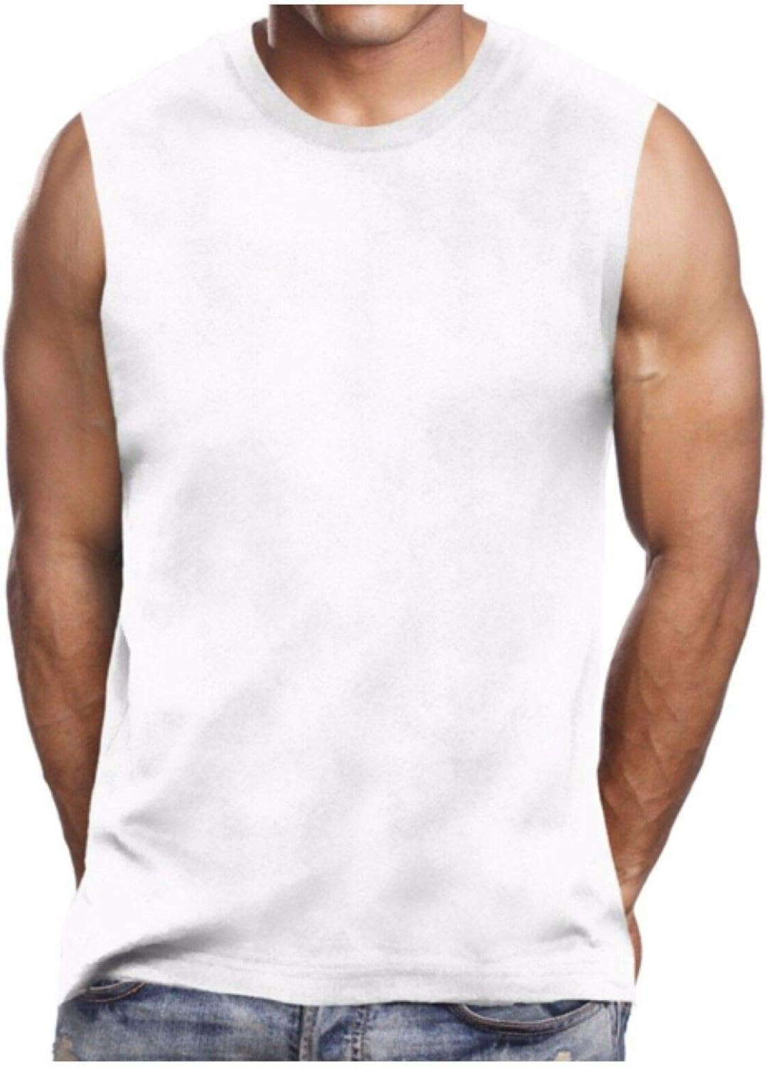 plain white sleeveless t shirts