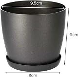 B2C Flower Pots 9.5 cm to 30 cm with Saucer Tray Matt Plastic Planter Black view 4