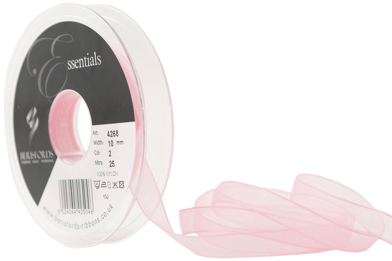 Berisfords 10 mm Super Sheer Ribbon, Pink
