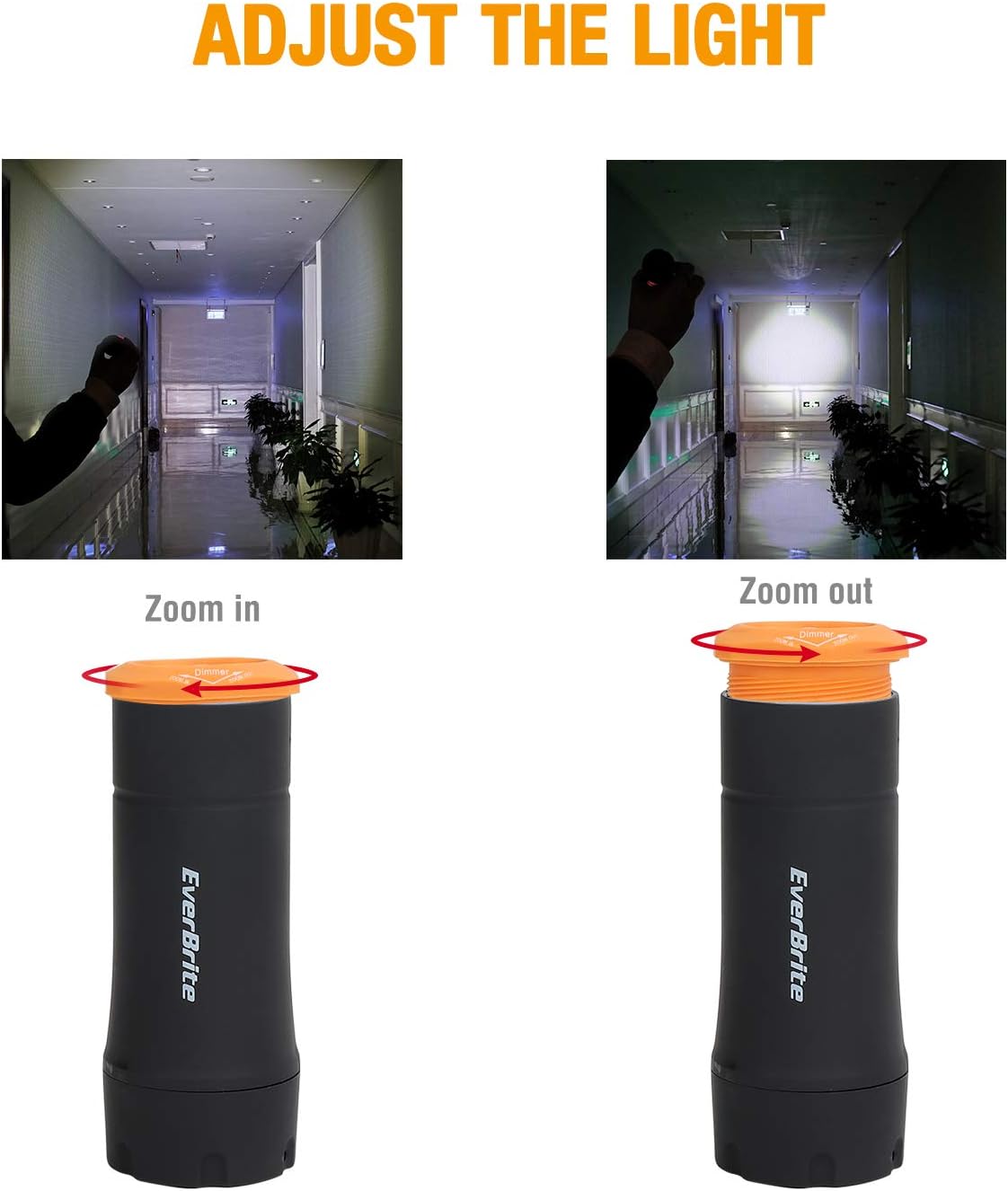 EverBrite 2-in-1 Mini Lanterns and Flashlights with 3 Modes, 2 Pack Portable Outdoor LED Zoomable Torches, AAA Batteries Included - for Hurricane Supplie Camping, Hiking, Night Walking, Emergency - - 