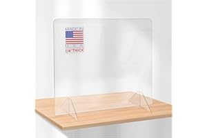 SPEEDYORDERS Protective Sneeze Guard, 1/4" thick 24" W x 16" H NO Opening Clear Acrylic Plexiglass Shield For Counters, Transaction Window for Employers & Customers, Barrier Against Sneezing
