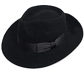 Impersonator Michael Classic Black Men's Wool Felt Godfather Gangster Mobster Gentleman Fedora Hat Glove