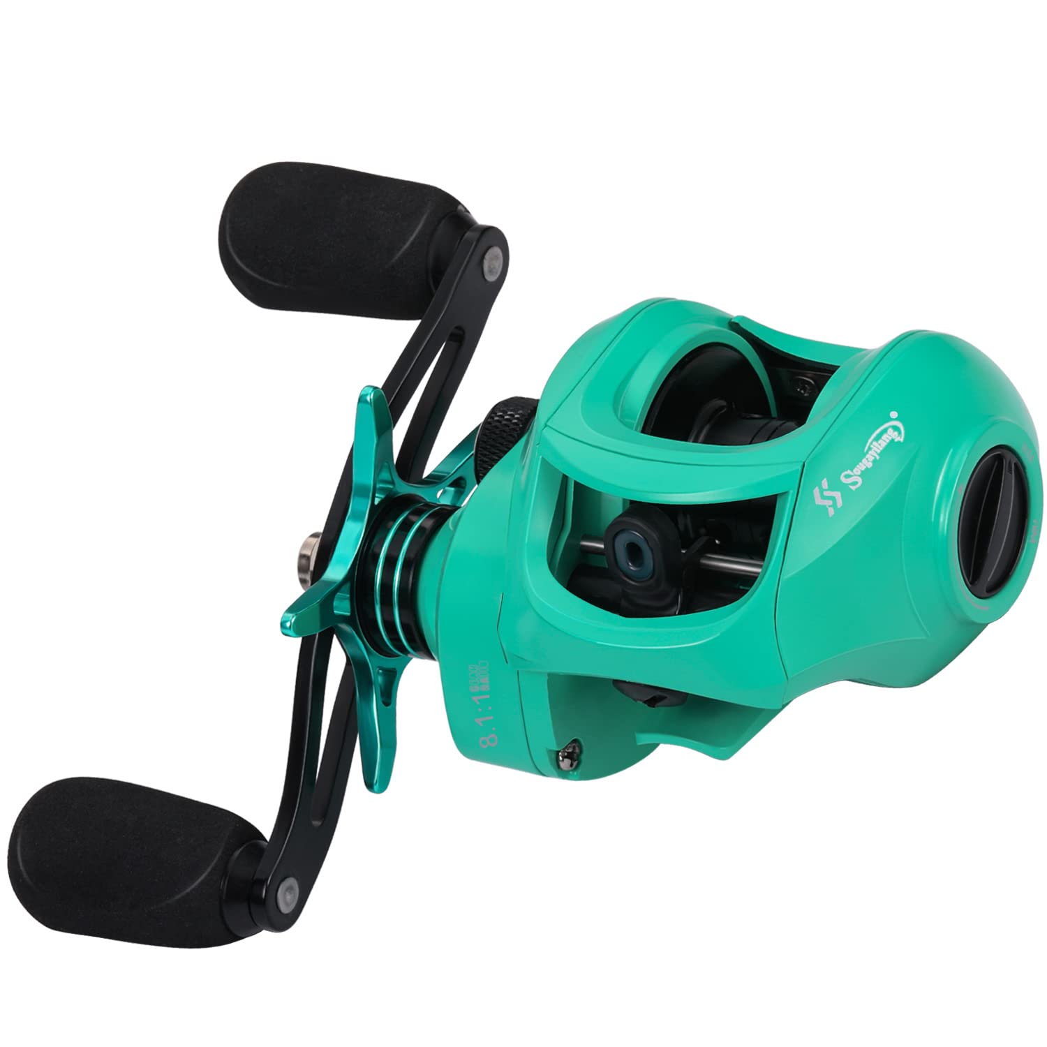 Sougayilang Baitcasting Fishing Reel, Fishing Stuff with 9 + 1 Anti-Reverse Ball Bearings, 8.1:1 High-Speed Gear Ratio Casting Reel-Turquoisee-Right
