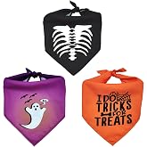 Halloween Dog Bandanas 3Pack Triangle Bibs Scarf Funny Halloween Bandanas Skeleton Ghost Costume Pet Scarves Trick for Treats Fall Bandana Holiday Outfits Accessories for Dogs Cats