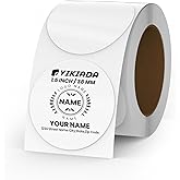YIKIADA White Circle Thermal Labels Vinyl 1.5 Inch Self-Adhesive Round Stickers Roll Waterproof Printer Decals Name Tag for QR Code DIY Office Address 500 PCS