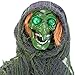 Halloween Haunters Life-Size Standing Scary Wicked Witch with Green Flashing Bloodshot Light-Up Eyes Prop Decoration - Creepy Old Evil Green Face Zombie Haunted House Graveyard Entryway Display