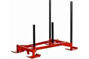 AmStaff Fitness Prowler Sled Pro - Heavy-Duty Red Push Sled for Strength Training & Conditioning | Adjustable Poles, Dual-Ang