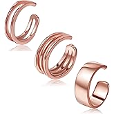 CHIC & ARTSY 925 Sterling Silver Ear Cuffs for Women, Non Piercing Clip On Cartilage Cuffs, Adjustable Fake Conch & Helix Earrings, Gold Plated & Oxidized Various Styles