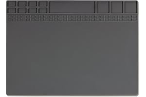 HPFIX Soldering Mat Heat Resistant 932°F Magnetic Silicone Electronic Repair Mat for Cellphone, Computer, PCB board, for Soldering Station Iron Gun Workbench Protetion 15.9” x 12” Grey