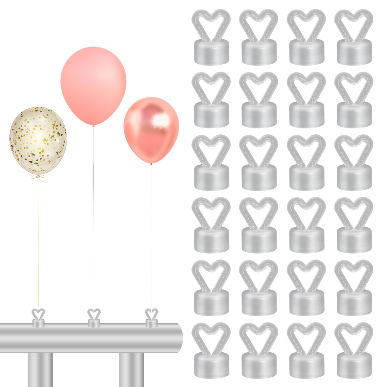 Photo 1 of 24PCS Balloon Weights Metallic Table Centerpiece Holders For Helium Balloon Accessories Small White Pendant For Birthday Wedding Chrismas Party (Heart)
