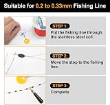 Realure 60 Pcs Fishing Float Stops 6 in 1 Oval Black Beads 0.2-0.33mm view 3