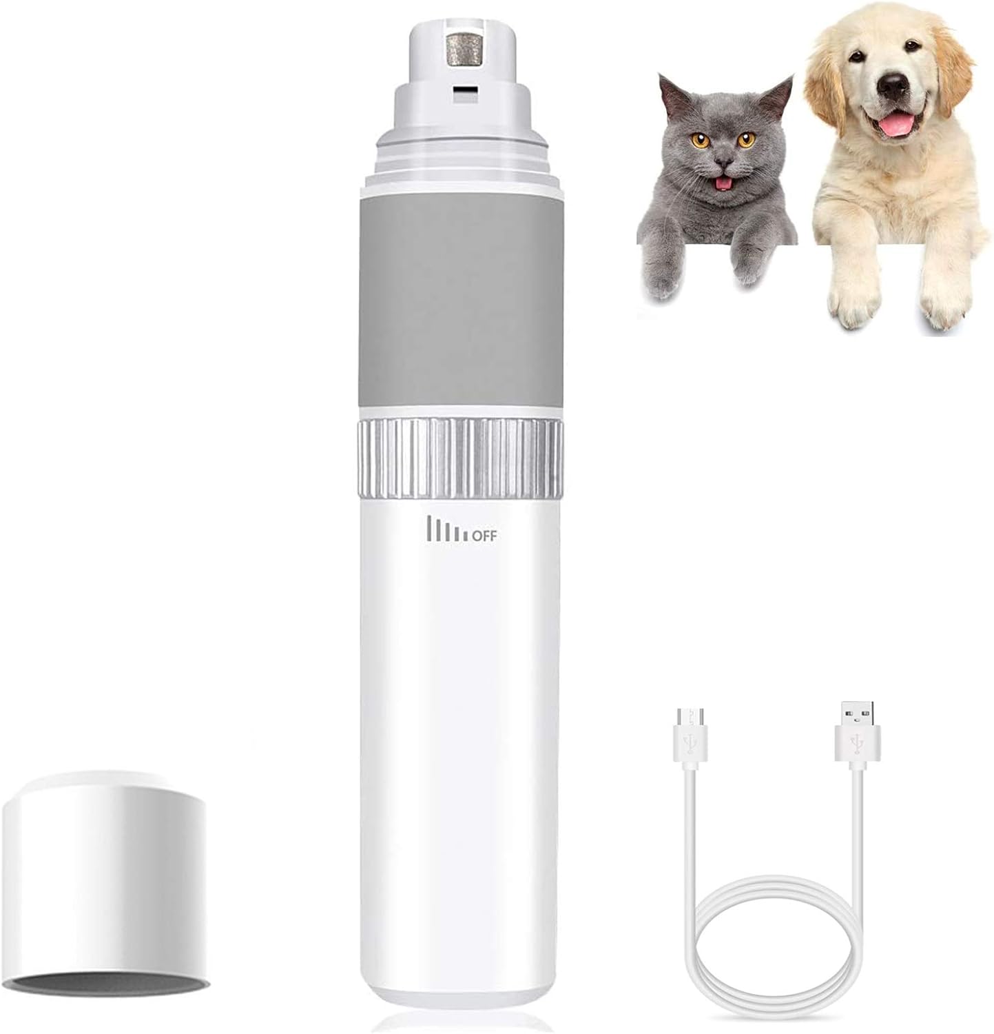 MASALING Nail Clippers for Dogs Premium， Quiet Dog Nail Grinder Stepless Speed Pet Nail Grinder, Professional 7500-PT 5V Nail File for Dogs(White) : Pet Supplies