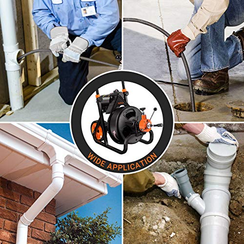 TACKLIFE Electric Drain Auger 100 Ft x 3/8 Inch Plumbing Snake Autofeed