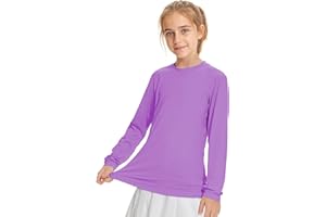 American Trends Girls Rash Guard: UPF+ 50 Long Sleeve UV Protection Shirts for Girls - Lightweight Quick Dry Sun Shirts 5-16T