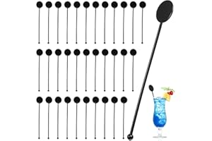Tofficu 100pcs Plastic Cocktail Stirring Stick Drink Muddler Beverage Stirrer Swizzle Sticks Bar Cocktail Drinks Mixing Rod for Cocktail Whiskey Coffee Milk Juices (Black 100pcs)