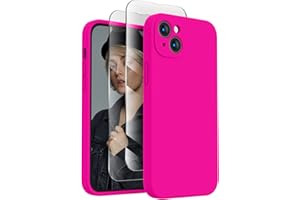 FireNova Designed for iPhone 13 Case, Silicone Upgraded [Camera Protection] Phone Case with [2 Screen Protectors], Soft Anti-Scratch Microfiber Lining Inside, 6.1 inch, Hot Pink