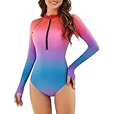 YOLIPULI Women One Piece Long Sleeve Rash Guard UV Protection Surfing Swimsuit Swimwear Bathing Suit